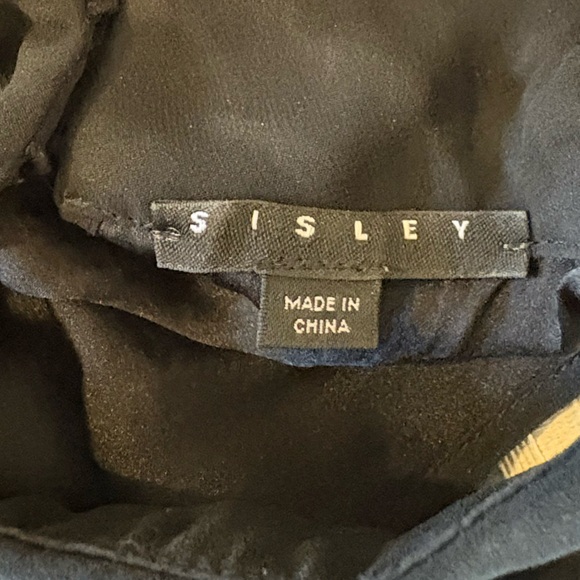 Halter Sisley dress with chiffon ruffles down the front side zip black size med - Picture 3 of 3